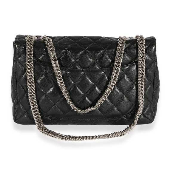 Chanel Black Quilted Goatskin Bijoux Chain Jumbo Single Flap Bag - Picture 3 of 8
